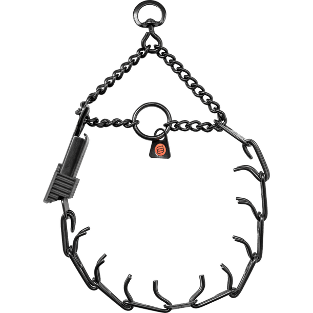 Collar Negro Inoxidable HS Sprenger Prong Con Cierre ClickLock, 2,25mm/43cm